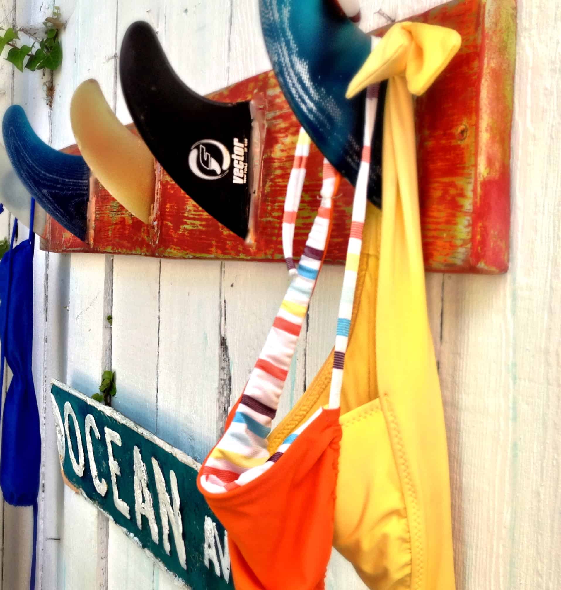 surf fin coat rack