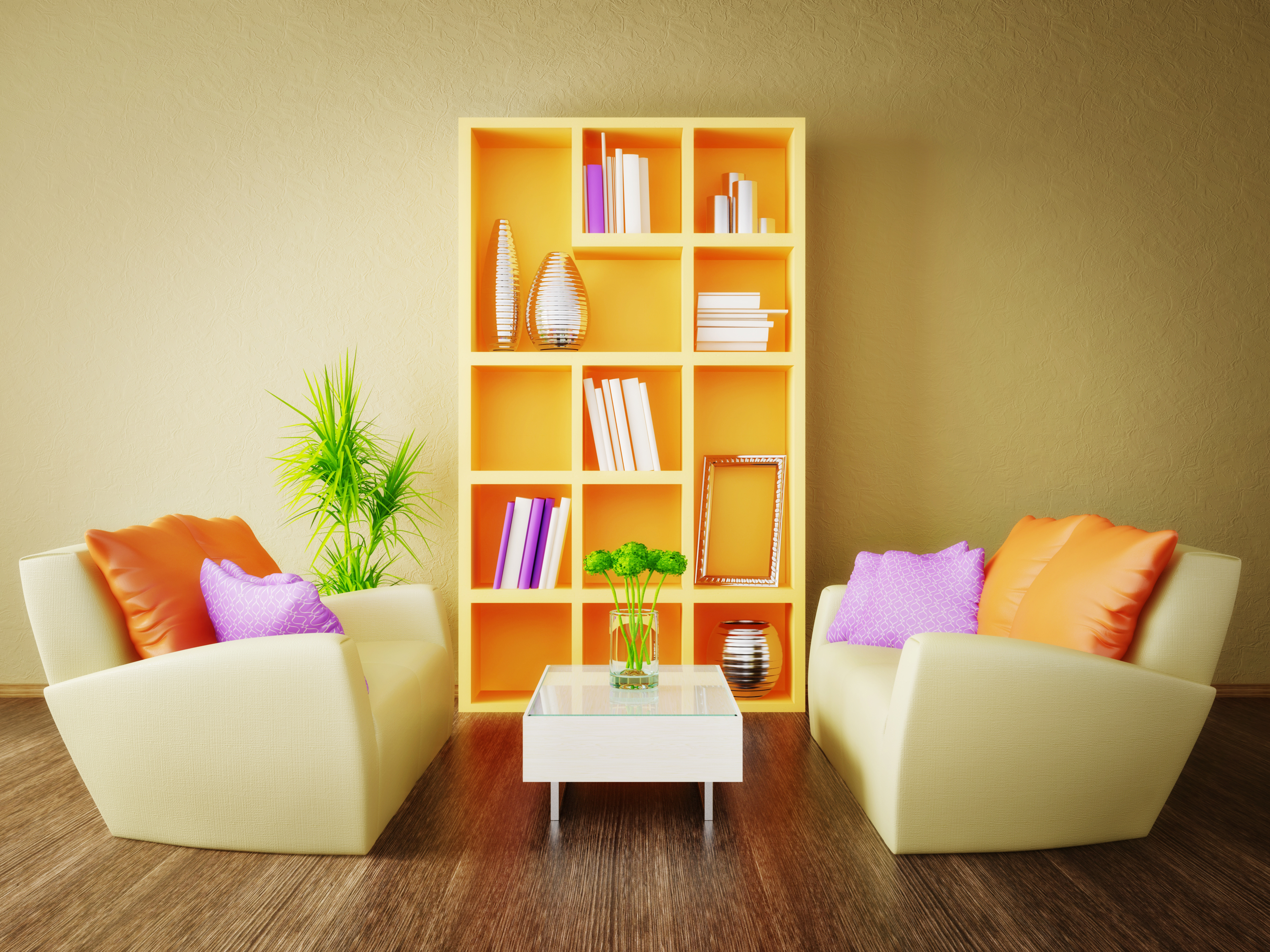 orange bookshelf