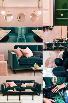 emerald green and blush pink color palette