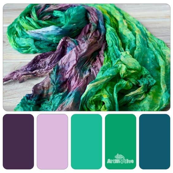emerald green and purple color palette