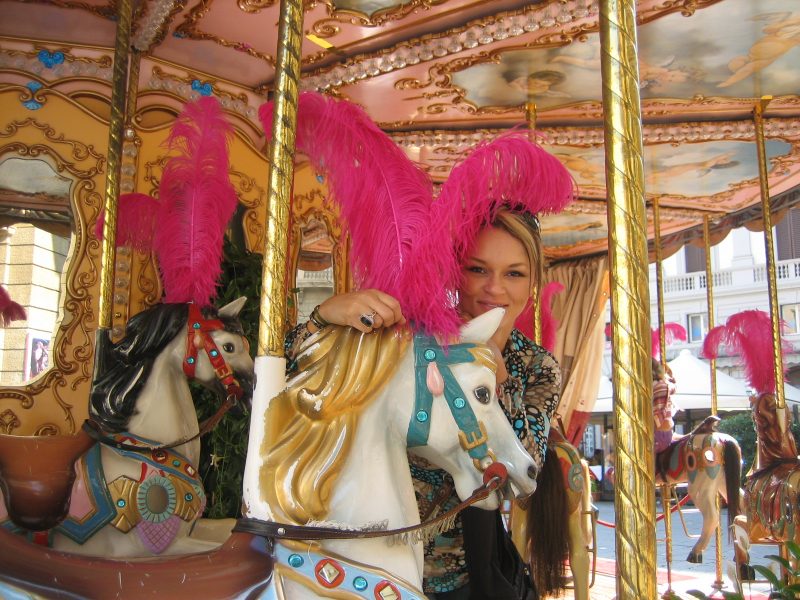Riding a carousel