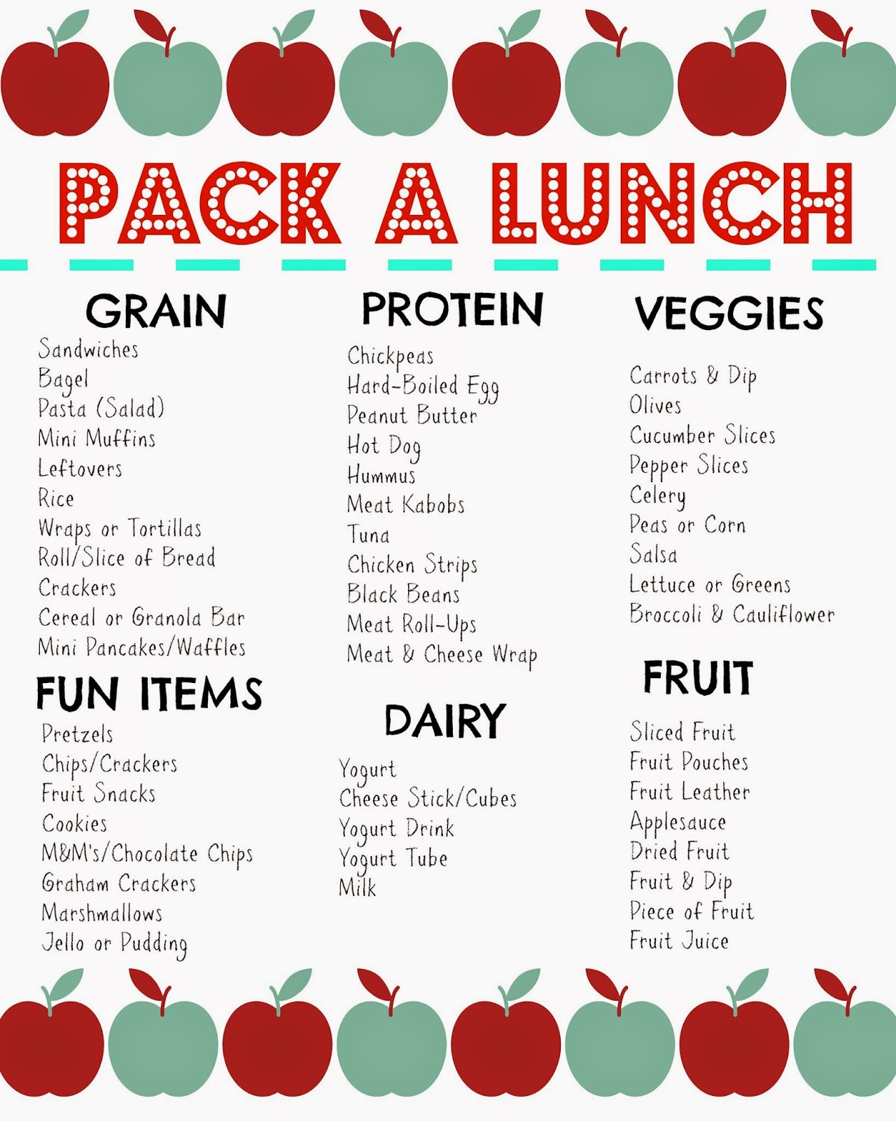 Lunch Box Meal Plan