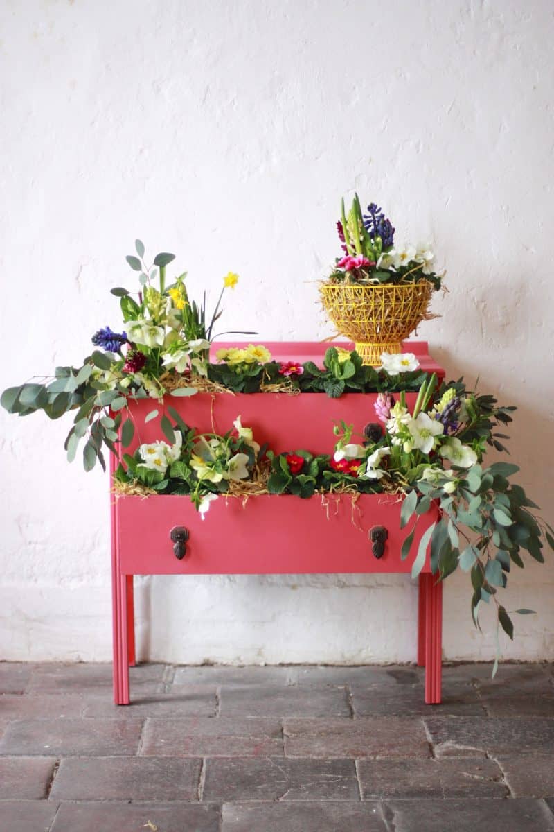 Abigail & Ryan Bell's Floral Coral Chest of Drawers. Annie Sloan Painters in Residence