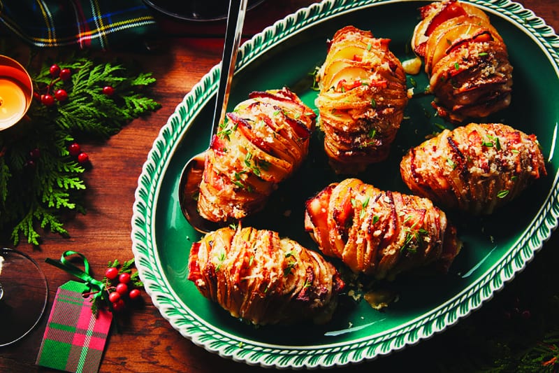 Hasselback Potatoes Stuffed with Cheddar and Bacon