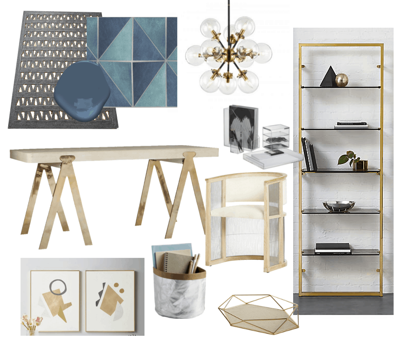 Black, White + Gold Office Decor