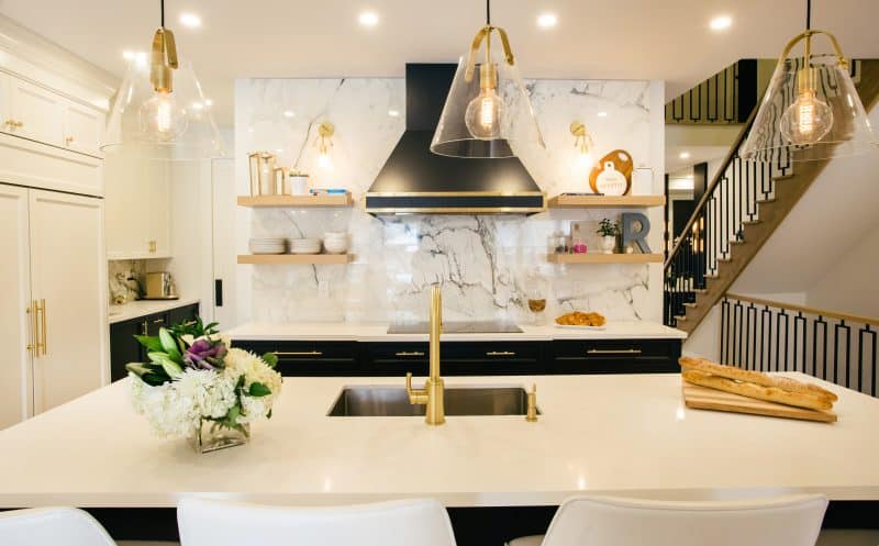 Dramatic White & Gold Classic Kitchen