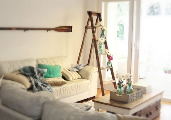 Repurposed Ladder shelf