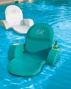 Would you ever get out of the pool if you had this type of lounger?  (Love the bottle and cup holders.)