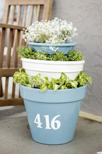 Whimsical Potted House Number